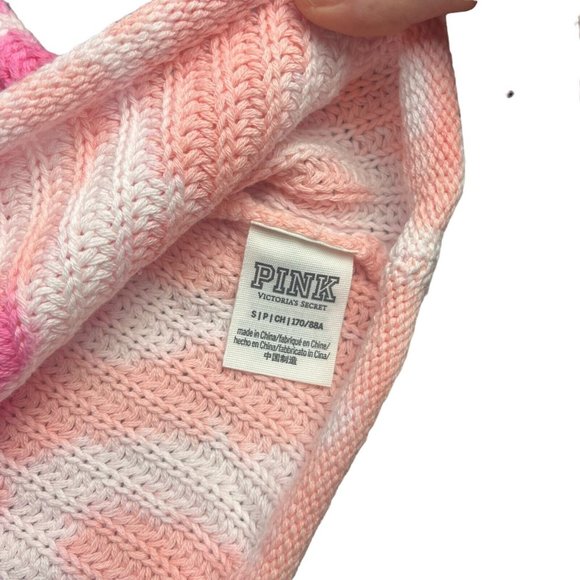Victoria’s Secret PINK Cropped Knit Sweater Womens Size Small Light Dark Tie Dye - Picture 9 of 11